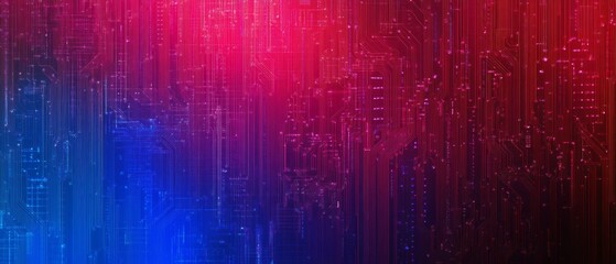 Circuit board gradient background image. Red, blue and purple colors