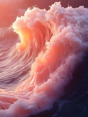A wave of color in soft coral cutting diagonally across an otherwise empty design.