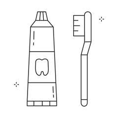 Toothpaste and Brush Personal Care Vector Icon Design