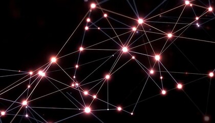 Illuminated Network Nodes Connected By Lines