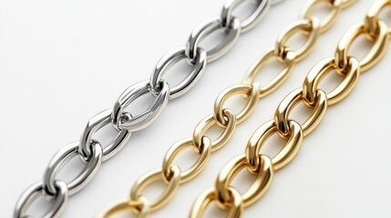 Obraz premium Elegant Gold and Silver Chains: A Close-Up View of Luxurious Jewelry