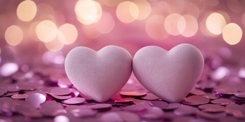 pink hearts on a red background