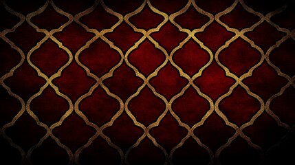 Fototapeta premium Elegant Red Gold Geometric Lattice Design Texture
