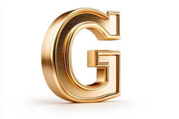 Shiny Golden Letter G in Stylish Three-Dimensional Design on Clean Background