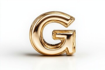 Golden Metallic Letter G on a Bright White Background for Creative Design Use