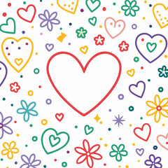 Colorful hearts and flowers pattern. (2)