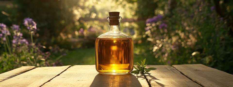 Black cumin essential oil in a small bottle. selective focus. Generative AI,