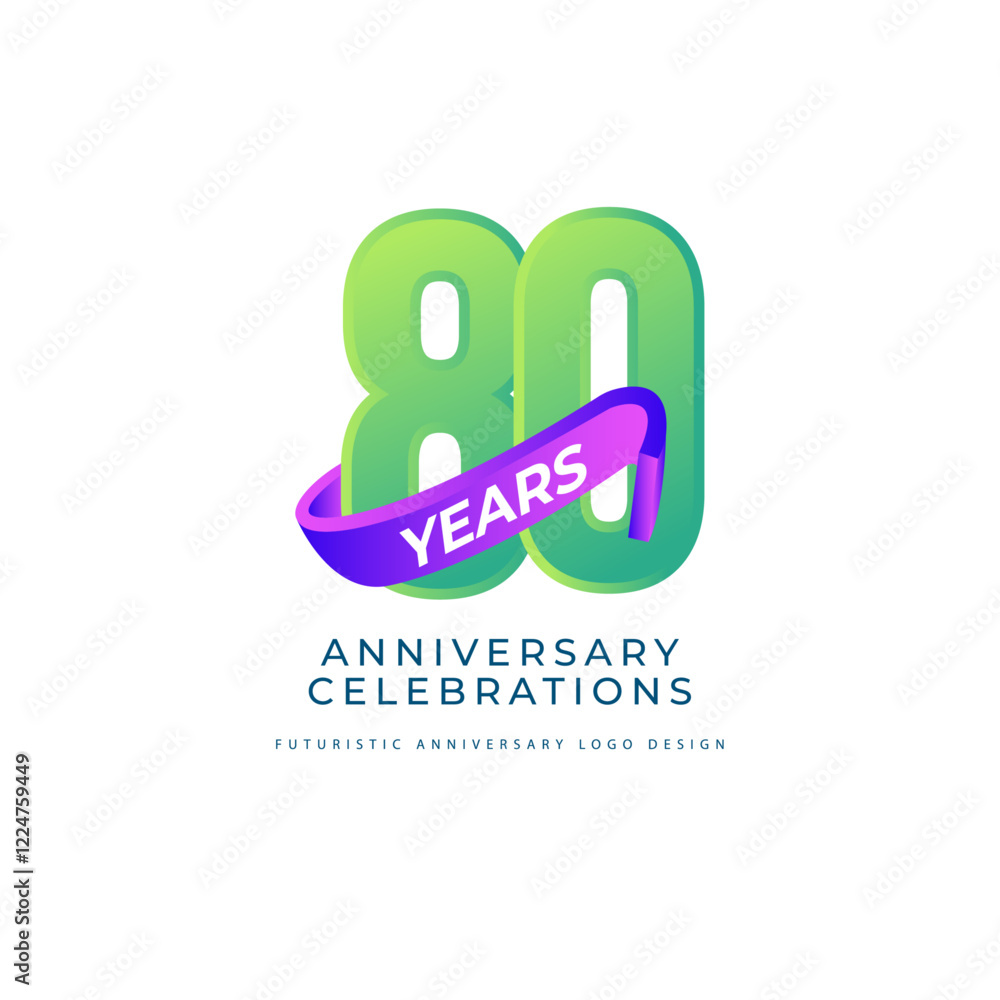 Wall mural 80 years anniversary celebrations logo concept