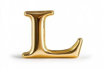Stylish Golden Letter L Decor Piece on White Background for Creative Designs