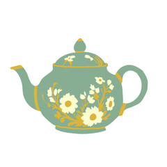hand drawn tea pot, kettle, pottery tea-cup, illustration