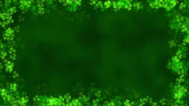 St. Patrick's Day Background Loop With Floating Shamrocks And Gold Particles