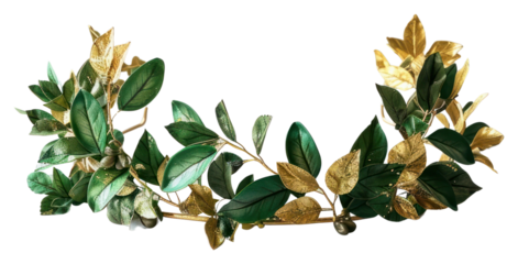 Elegant gold green leaf wreath
