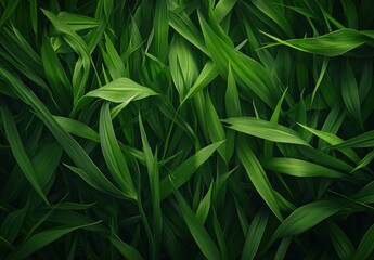 A close up of green grass with a leafy green color