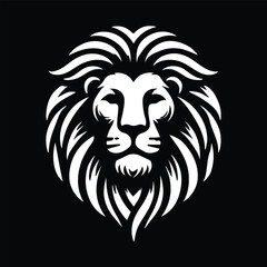 Obraz premium black and white Vector illustration of a lion head icon