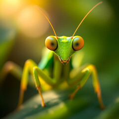 Amazing Green Praying Mantis Closeup Macro Photography