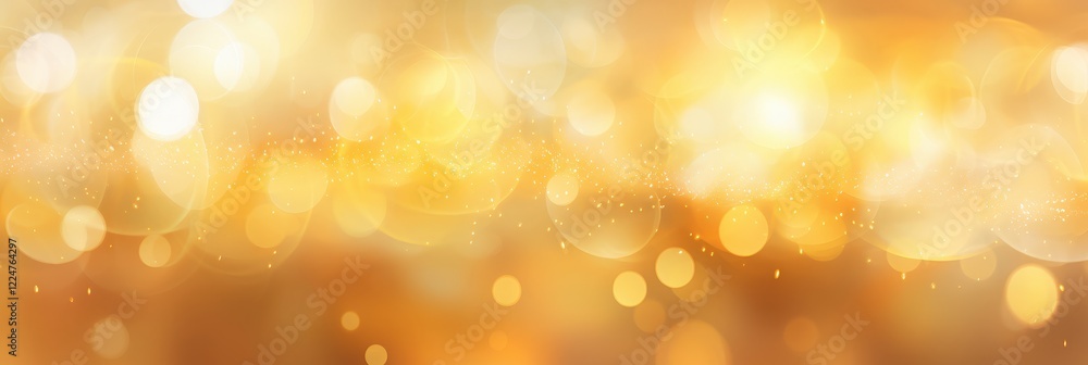 Poster bright and shimmering yellow and gold bokeh background for summer vibes and bright events with soft 