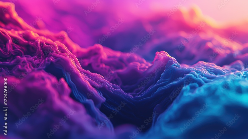 Canvas Prints Abstract Colorful Landscape with Vibrant Gradient and Dynamic Waves