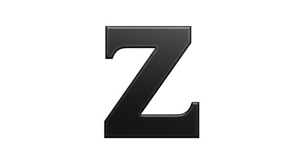 Black glossy letter Z isolated on white background  
