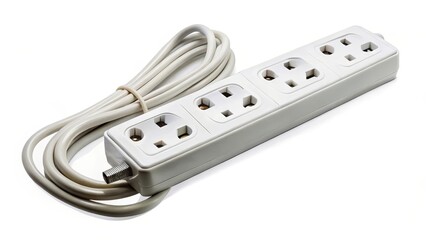 White Power Strip with Multiple Outlets and Cord
