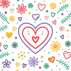 Colorful hearts and flowers pattern. (8)