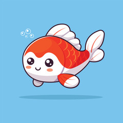 Cute Koi Fish Cartoon Vector Icon Illustration. Animal Nature Icon Concept Isolated Premium Vector. Flat Cartoon Style