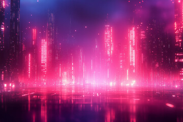 Obraz premium Vibrant abstract digital background featuring glowing neon colors in dynamic patterns. Perfect for futuristic, modern, and tech-inspired themes, showcasing a blend of vivid hues and gradient designs.
