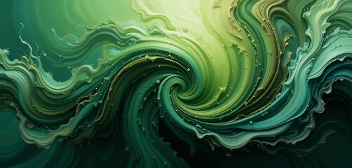 Abstract Swirling Green Paint Artistic Creation