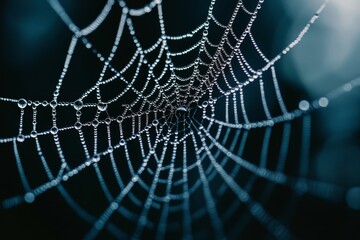 Intricate Spider Web with Dewdrops