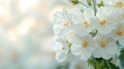 Fototapeta premium Close Up of Delicate White Blossoms in Soft Light