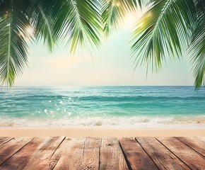 tropical beach with palm trees