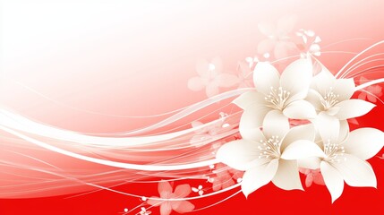 Elegant White Flowers on Red Swirling Background Design