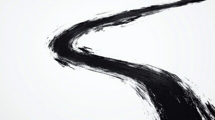Thin black ink brush stroke on a white background.