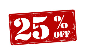 25 percent off discount - shopping deal rubber stamp. PNG stamp illustration. Transparent PNG graphic.