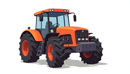 Modern Orange Farm Tractor Powerful Machine