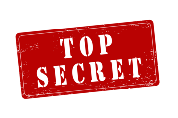 Top secret red rubber stamp. PNG stamp illustration. Transparent PNG graphic.