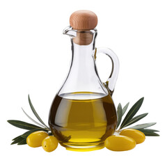 Glass Olive Oil Bottle with Fresh Olives