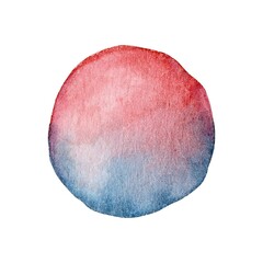 Circular watercolor art featuring a blend of red and blue tones suitable for modern design and decoration