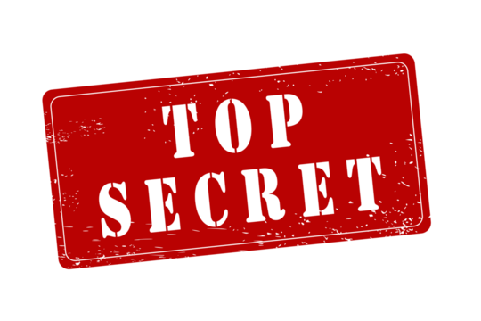 Top secret red rubber stamp. PNG stamp illustration. Transparent PNG graphic. - Powered by Adobe