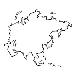 Asia simple vector map outline - continent shape sharp polygonal geometric style transparent PNG.  Transparent PNG graphic.