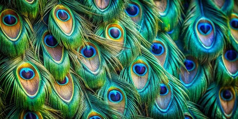 Obraz premium Majestic Peacock Feathers Adorning Wall - Artistic Candid Shot