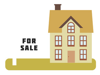 Home for sale - simple real estate illustration. Transparent PNG graphic.
