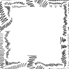 Obraz premium Seamless border scribbles - hand drawn doodle. Transparent PNG graphic.