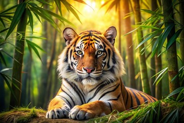 Majestic South China Tiger in Lush Forest - Rule of Thirds Composition