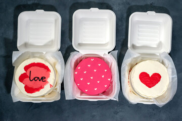 Bento cake for Valentine's Day. Love concept and mother's day.