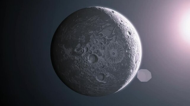 Lunar perspective revealing Earth's gradual emergence, showcasing continents and oceans against luminous cosmic background, capturing planetary transformation in astronomical detail