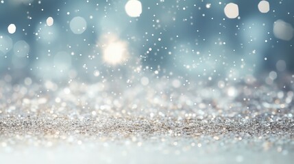 Fototapeta premium Shimmering Silver and White Glitter Texture with Bokeh Effect Suitable for Backgrounds and Seasonal Designs, Ideal for Celebrations and Events
