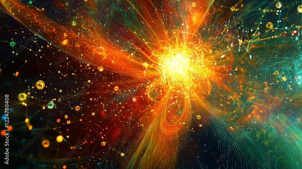 Aufkleber discovering technology network connections in the abstract cosmos of digital resources