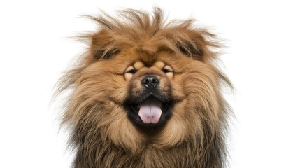 Obraz premium Close-up of Chow Chow with Thick Mane Resembling a Lion’s Mane Isolated on White Background – Majestic Chow Chow Features, Photogenic Dog Portrait