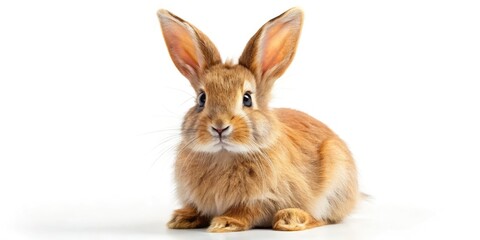 Obraz premium Adorable white bunny rabbit, soft fur, long ears, close-up. Perfect Easter pet, isolated.