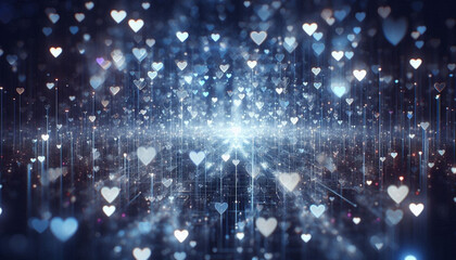 Obraz premium Hearts Abstract blurred bokeh in blue-purple Happy Valentine's Day Background